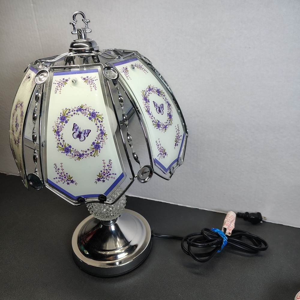 Touch Lamp floral/butterfly silver tone